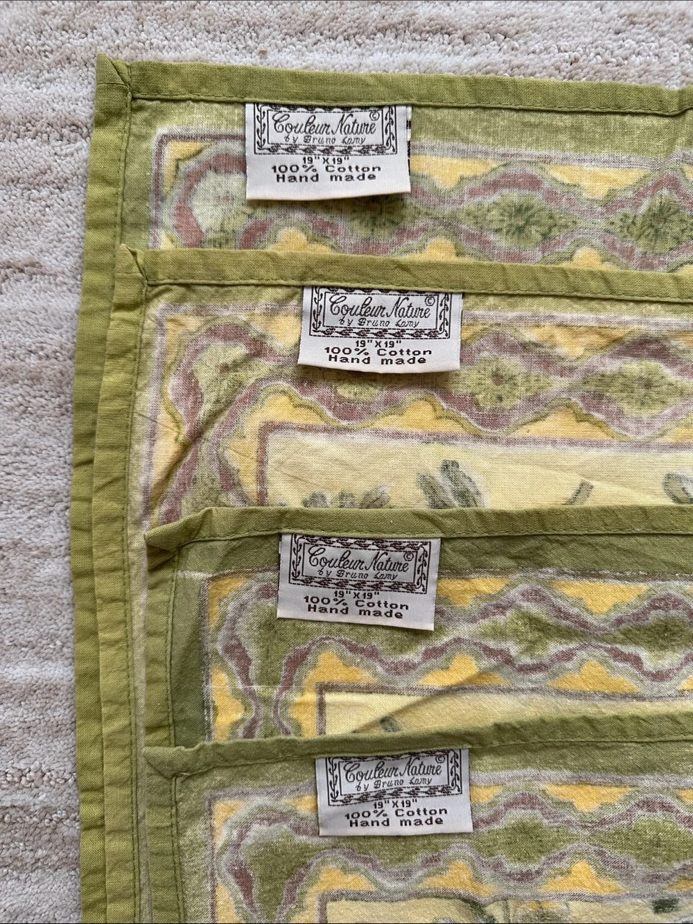 Set of 4 Couleur Nature Olive Tree Napkins Yellow/Green Designed by Bruno Lamy